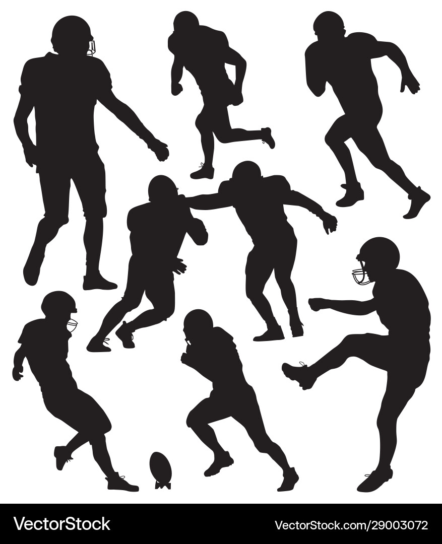 American Football Player Silhouettes Vector Image