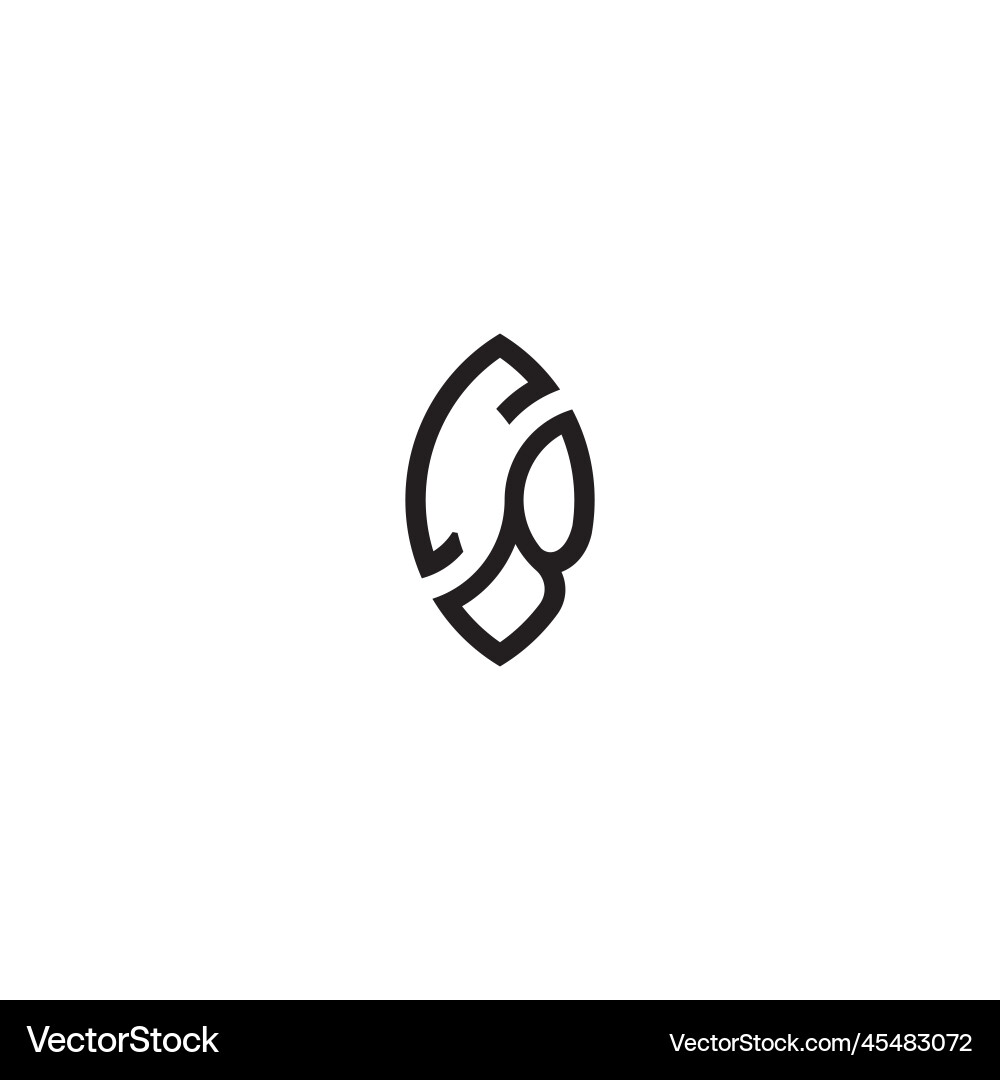 Cb leaf shape line initial concept with high Vector Image