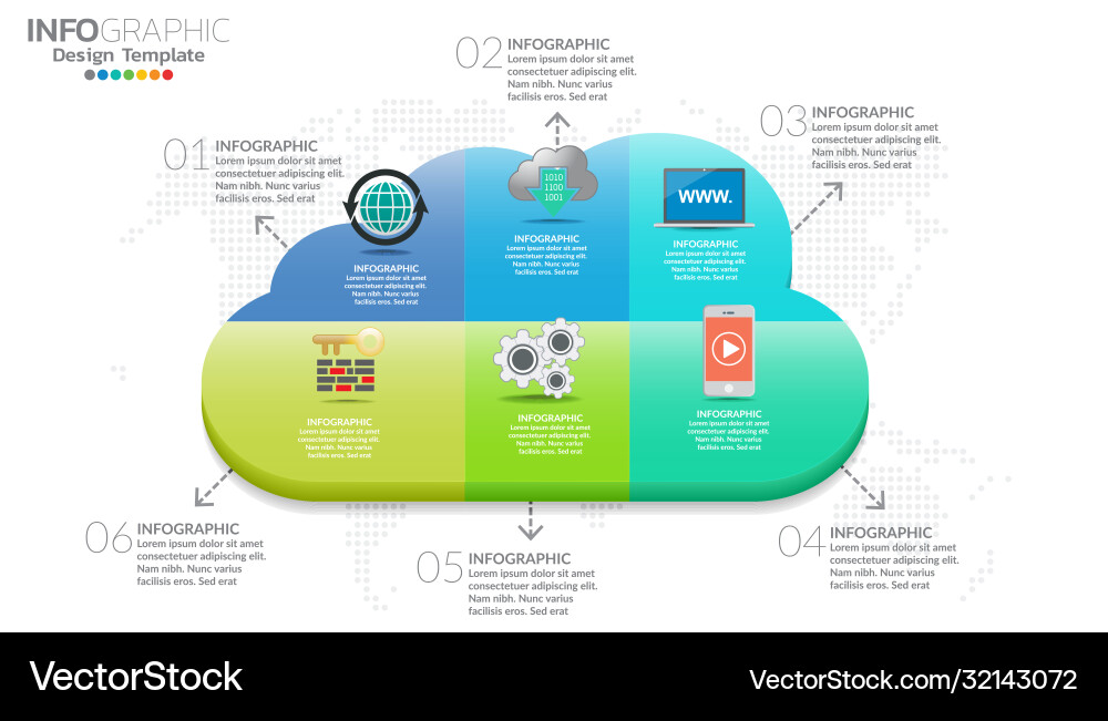 Cloud infographics set with data processing Cloud infographics set with data processing vector image