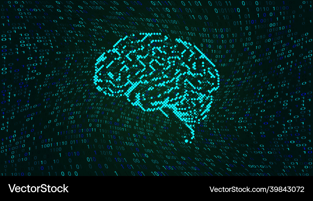 Concept of a human brain formed out binary Concept of a human brain formed out binary vector image