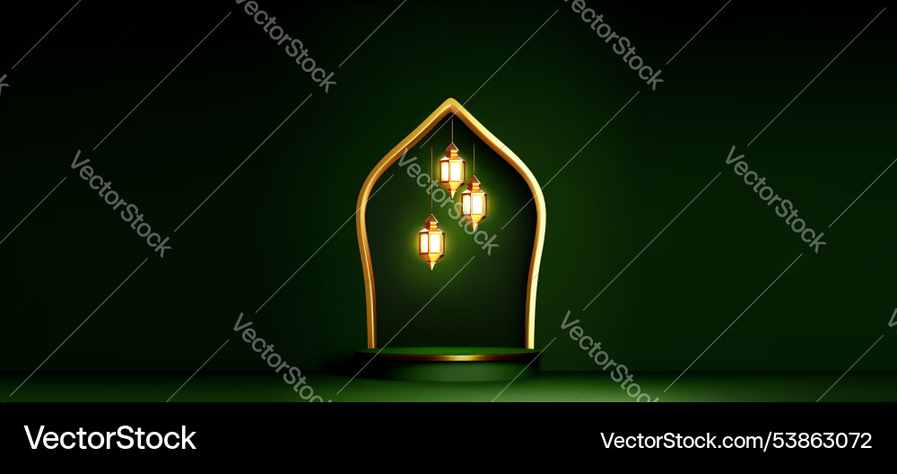 Dark green ramadan Banner Vorlage mit Podium Dark green ramadan Banner Vorlage mit Podium vektorbild