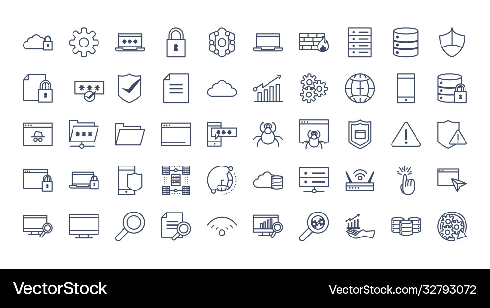 Data line style icon set design Data line style icon set design vector image