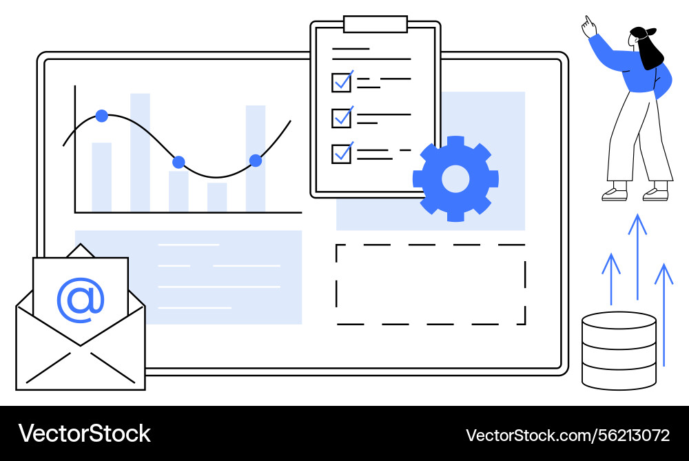 Datenanalyse Workflow mit Charts Checkliste Vektorbild