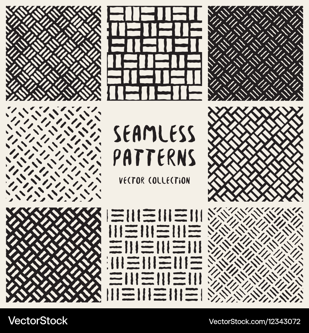 Diagonal Black and White Line Pattern Set vector image