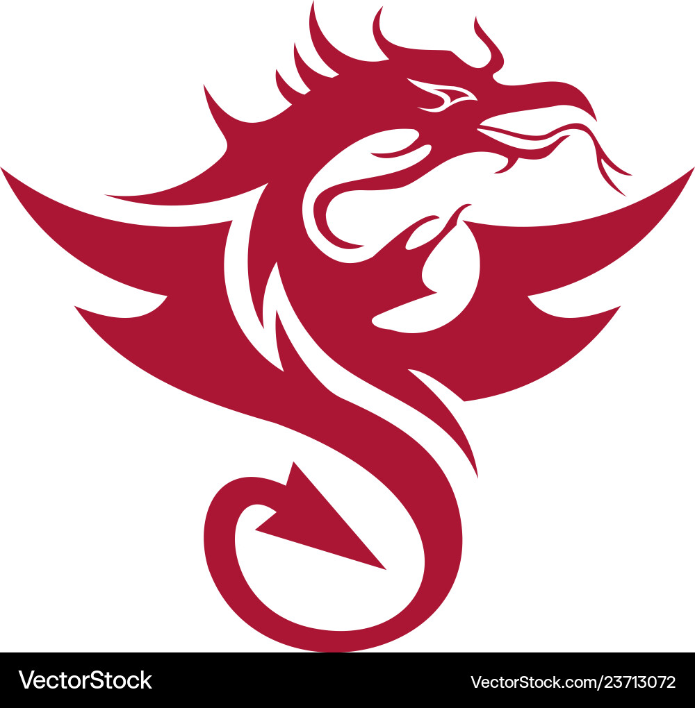 Dragon Logo Template - Red Flame vector image