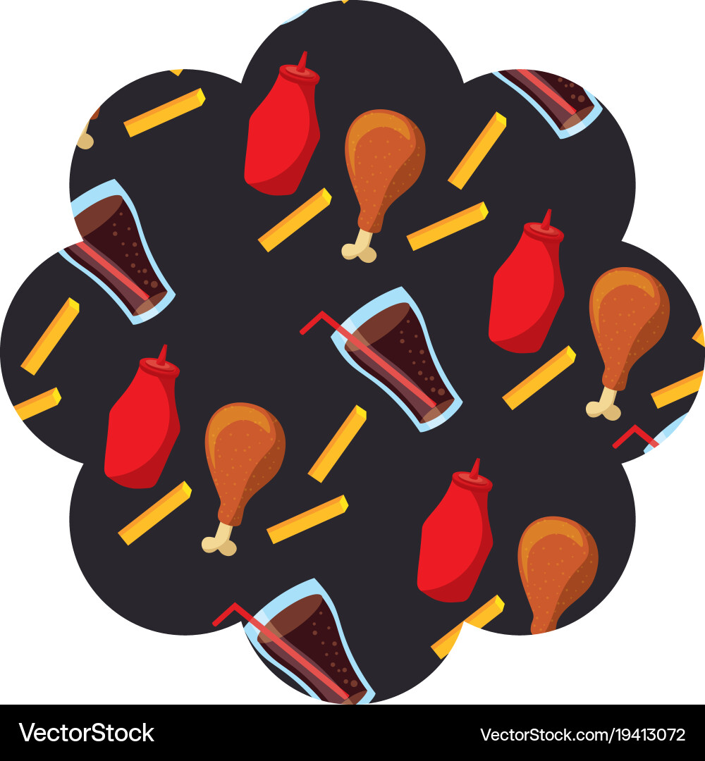 Frame with fast food pattern background Vector Image