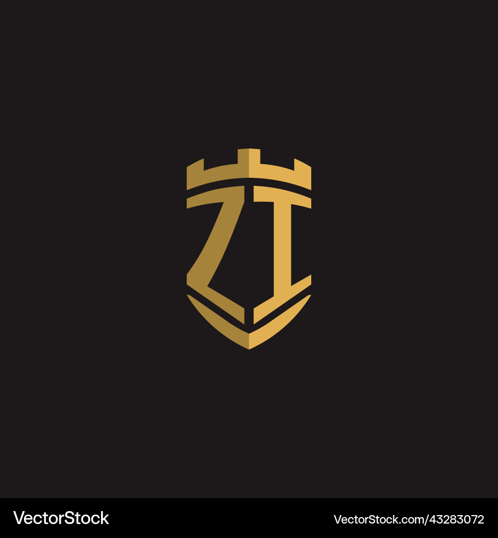 Initials zi logo monogram with shield style design Initials zi logo monogram with shield style design Vector Image
