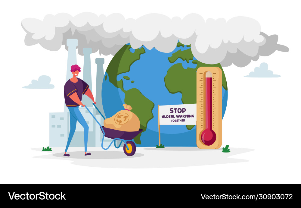 Man character pushing wheelbarrow with garbage Man character pushing wheelbarrow with garbage Vector Image