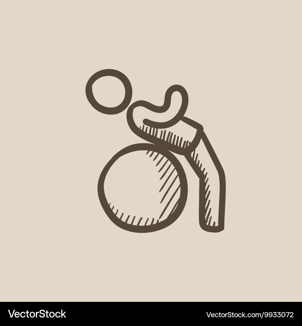 Man doing exercises lying on gym ball sketch icon vector image