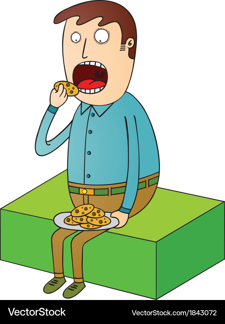 Man Enjoying Cookies vector image