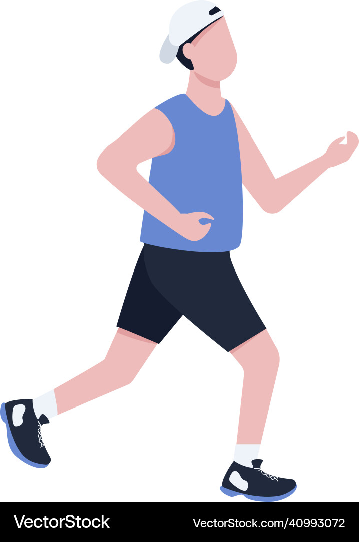 Man jogging outside flat color faceless character Vector Image