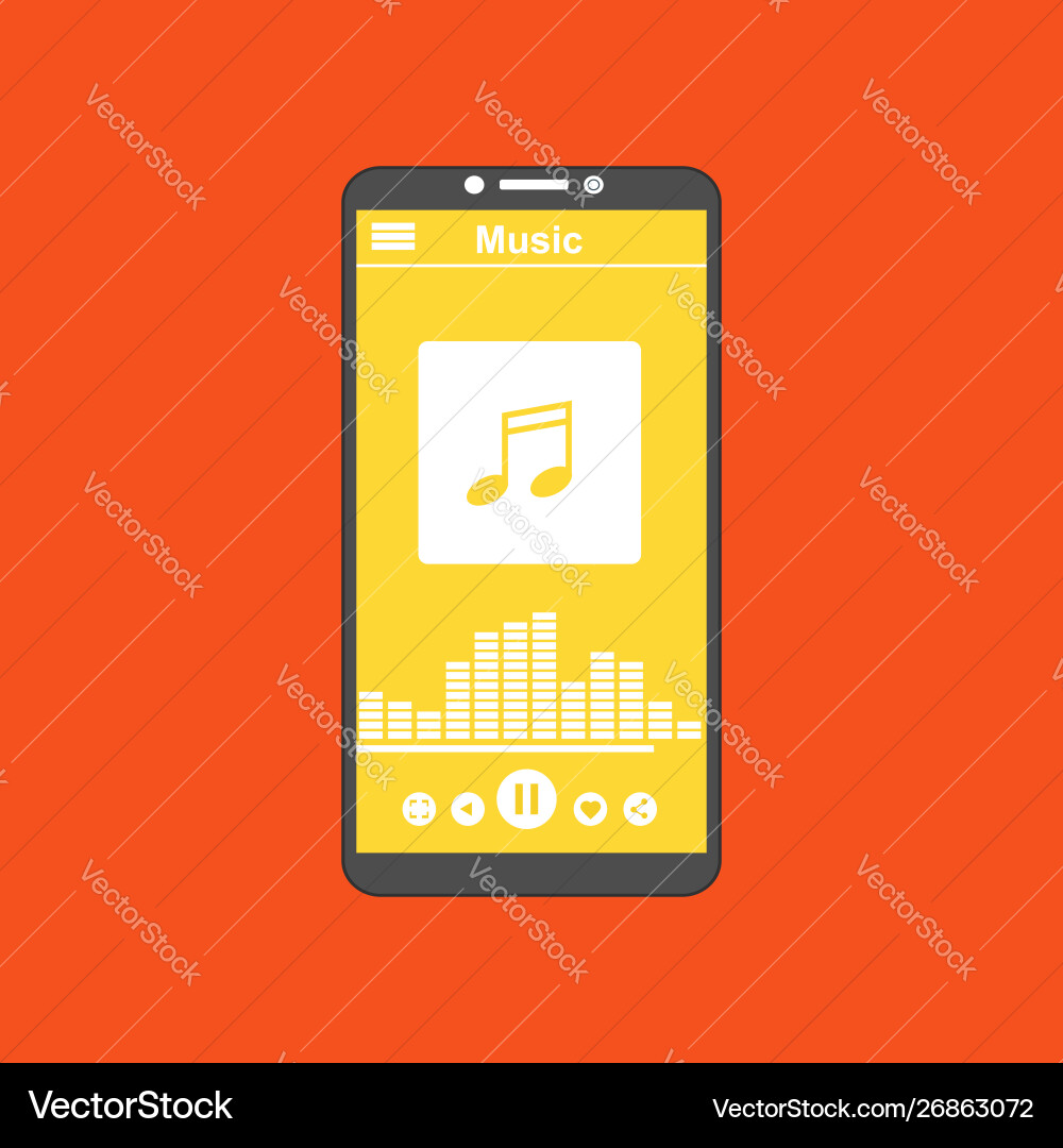 Media player application app template with flat Media player application app template with flat Vector Image