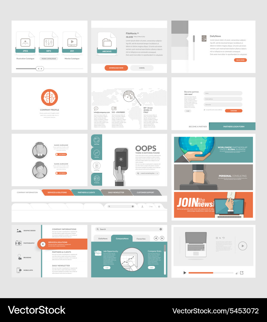 Modern Website Elements & Icons vector image