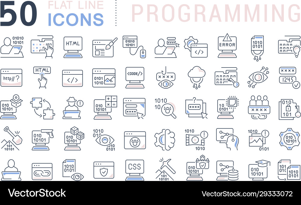 Set line icons programming Set line icons programming vector image