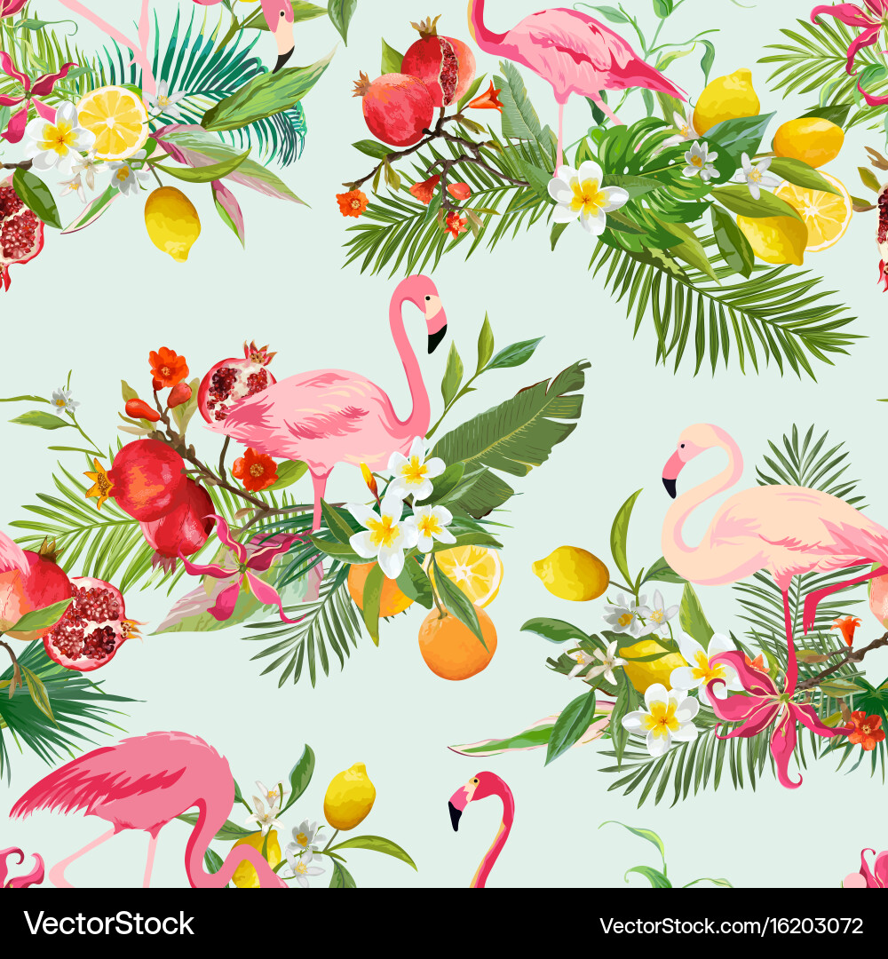 Tropical Flamingo Pattern Vector Image