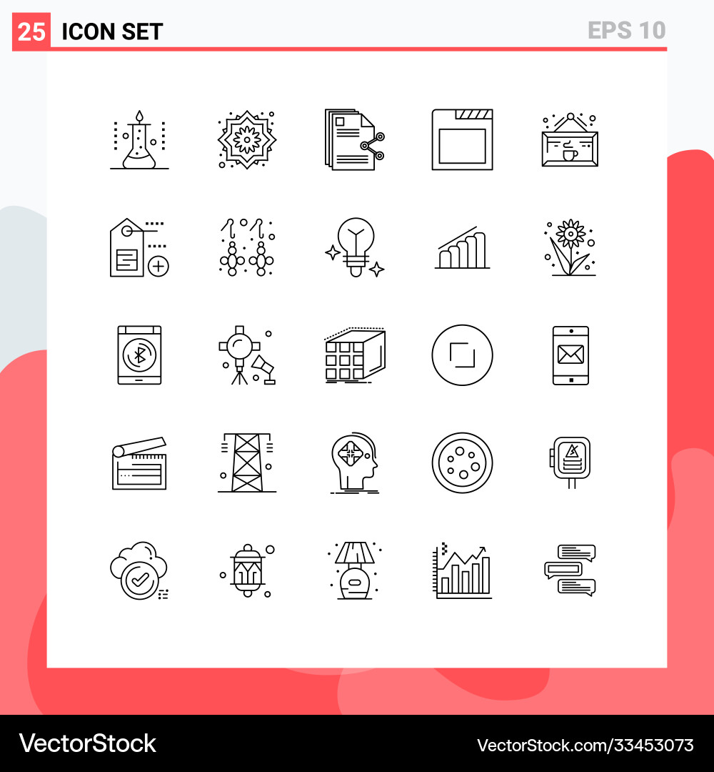 25 universal lines set for web and mobile Vector Image