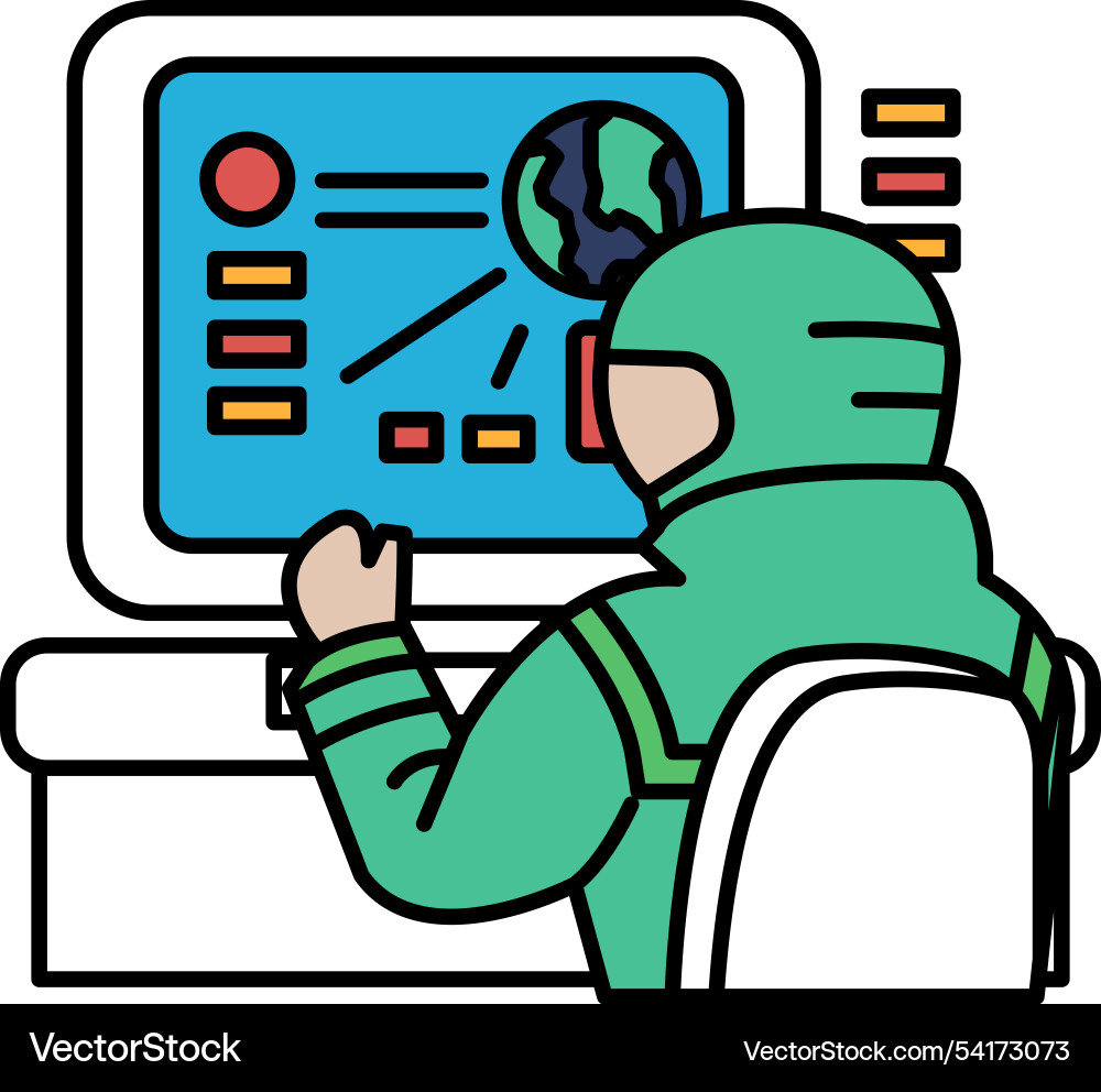 A soldier is sitting in front of computer A soldier is sitting in front of computer vector image