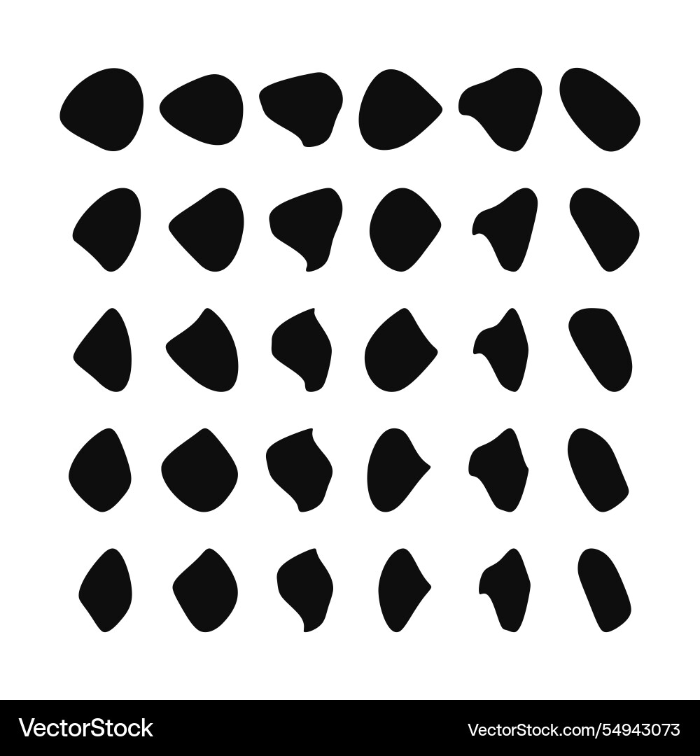 Abstract fluid black blob shape set different Abstract fluid black blob shape set different vector image