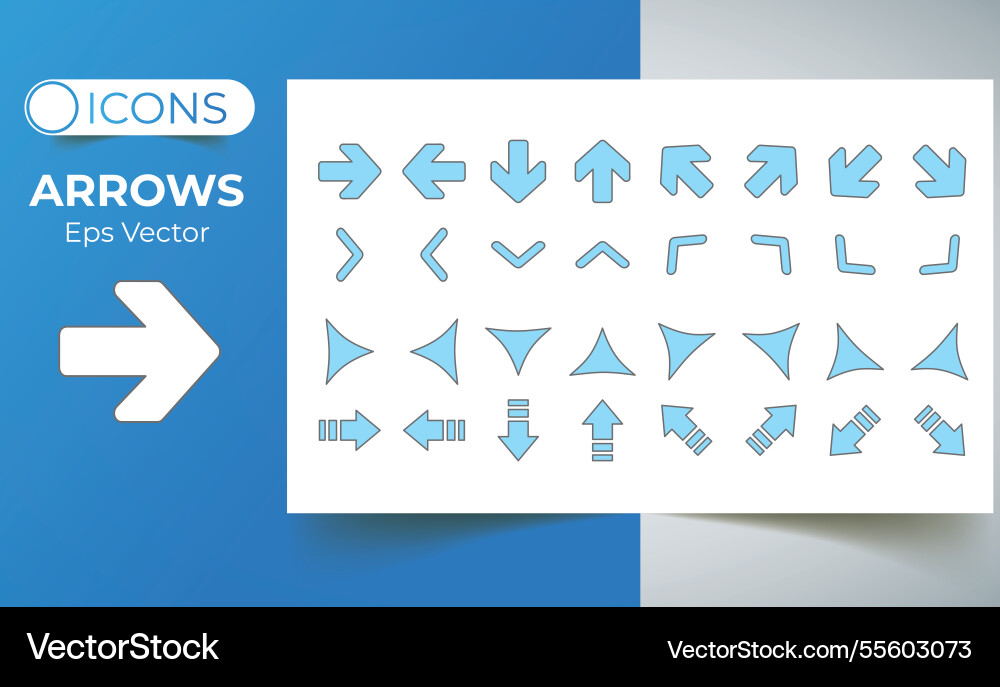 Arrow icons best set for pointing or navigation Arrow icons best set for pointing or navigation Vector Image