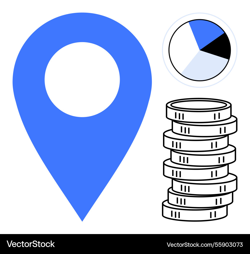 Business location with data analysis pie chart Business location with data analysis pie chart vector image
