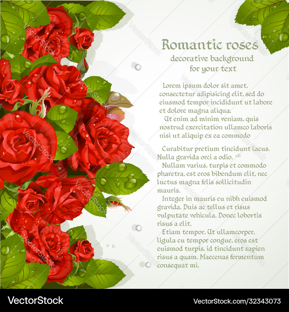 Dekorativer Hintergrund mit roten Rosen für Ihren Text Dekorativer Hintergrund mit roten Rosen für Ihren Text vektorbild