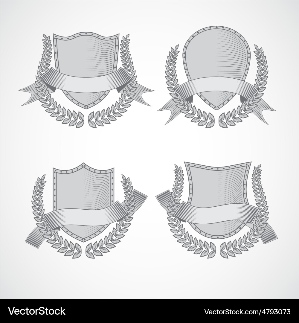 Design elements set of shields with laurel vector image