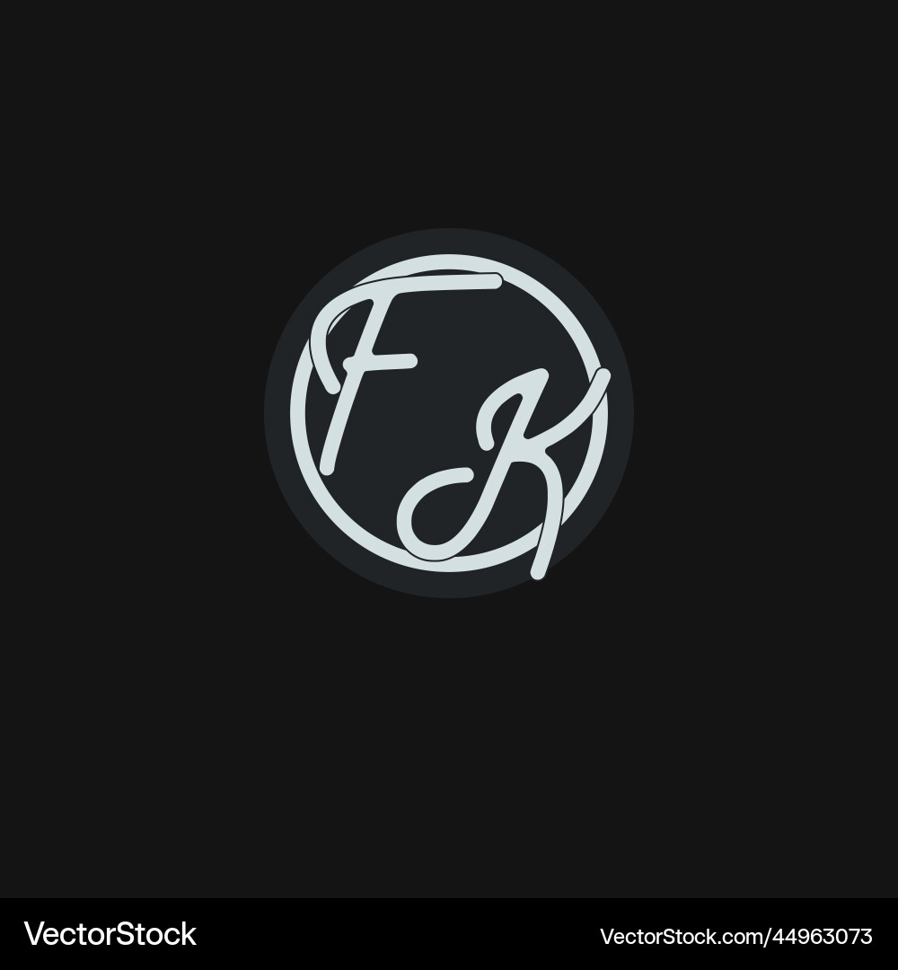 Initials fk logo monogram with simple circle line vector image