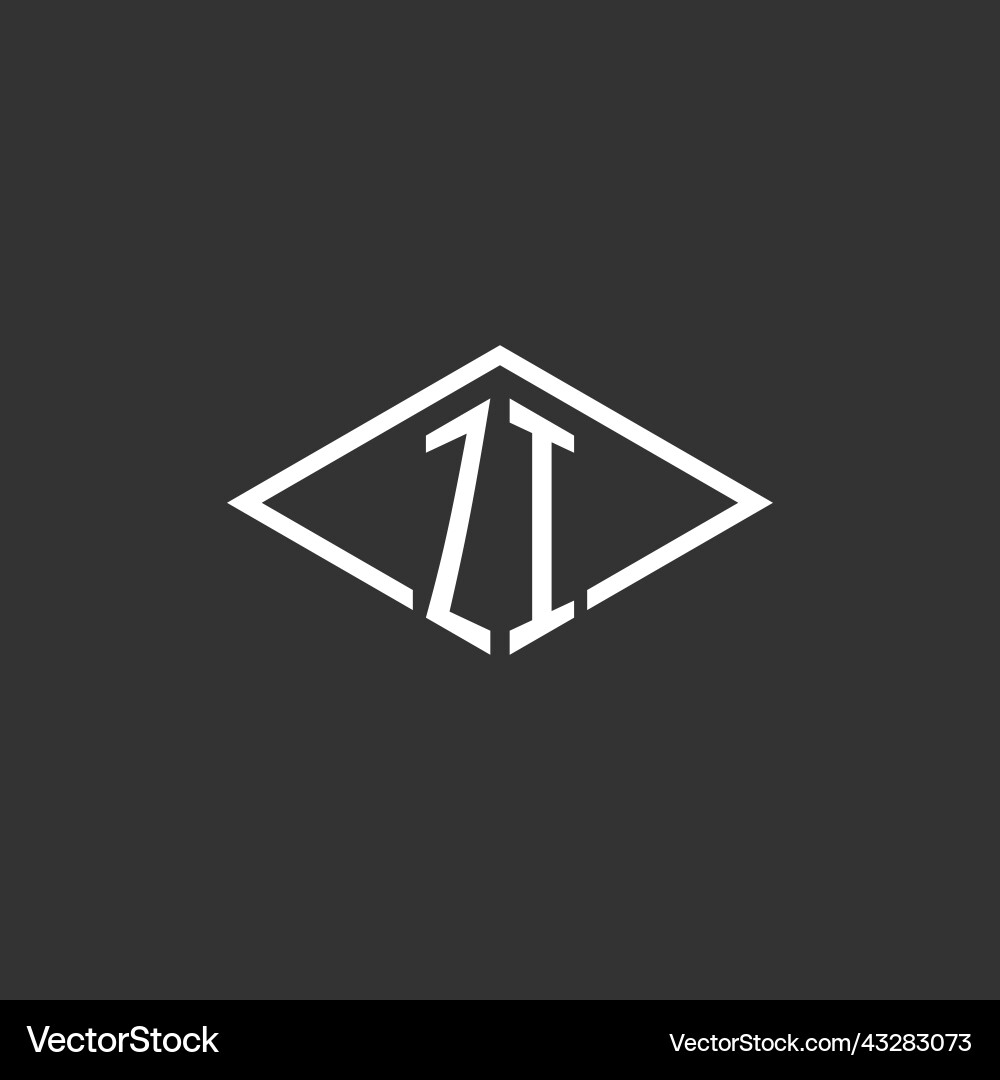 Initials zi logo monogram with simple diamond Initials zi logo monogram with simple diamond Vector Image