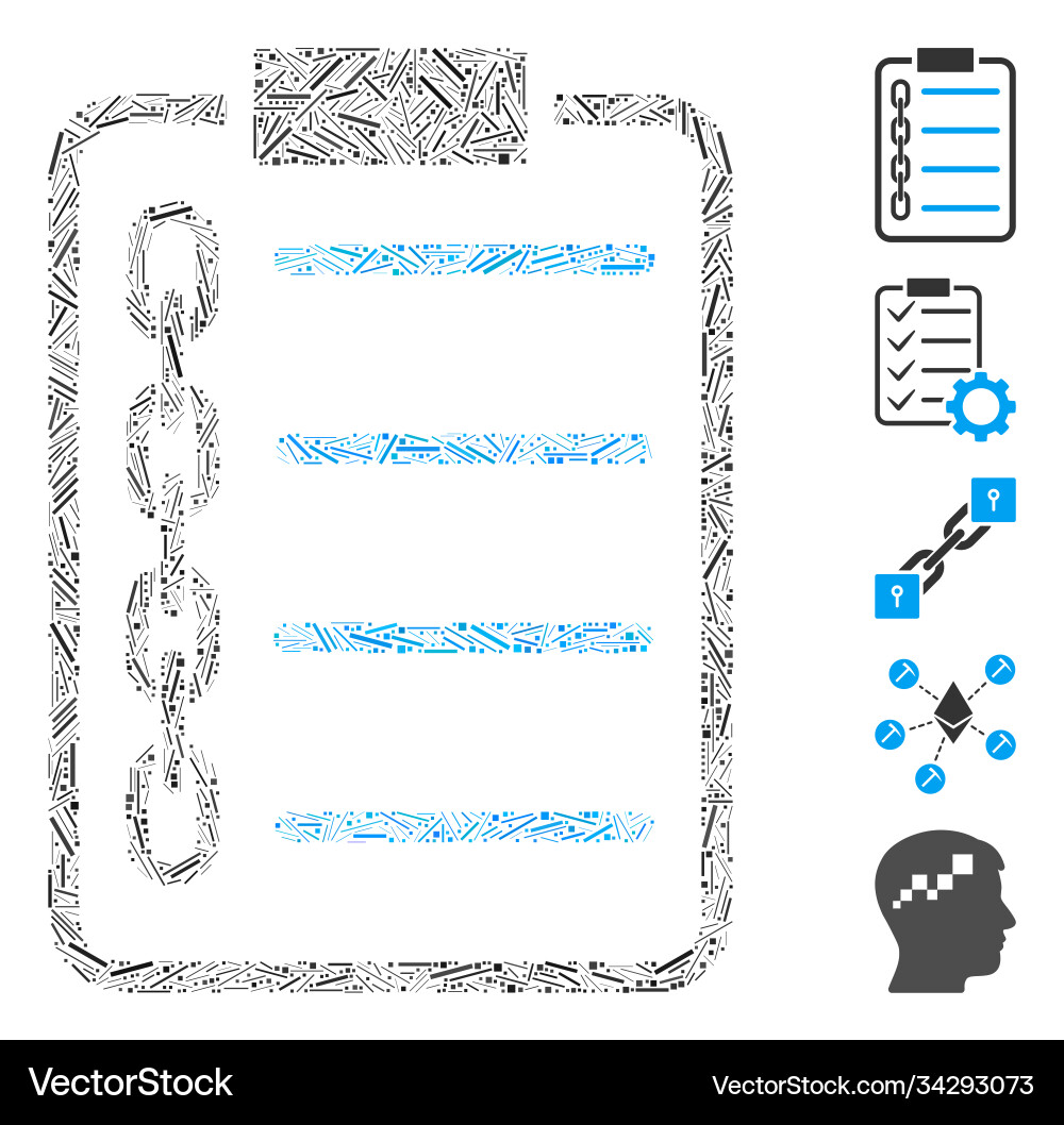 Line mosaic blockchain contract icon Line mosaic blockchain contract icon vector image