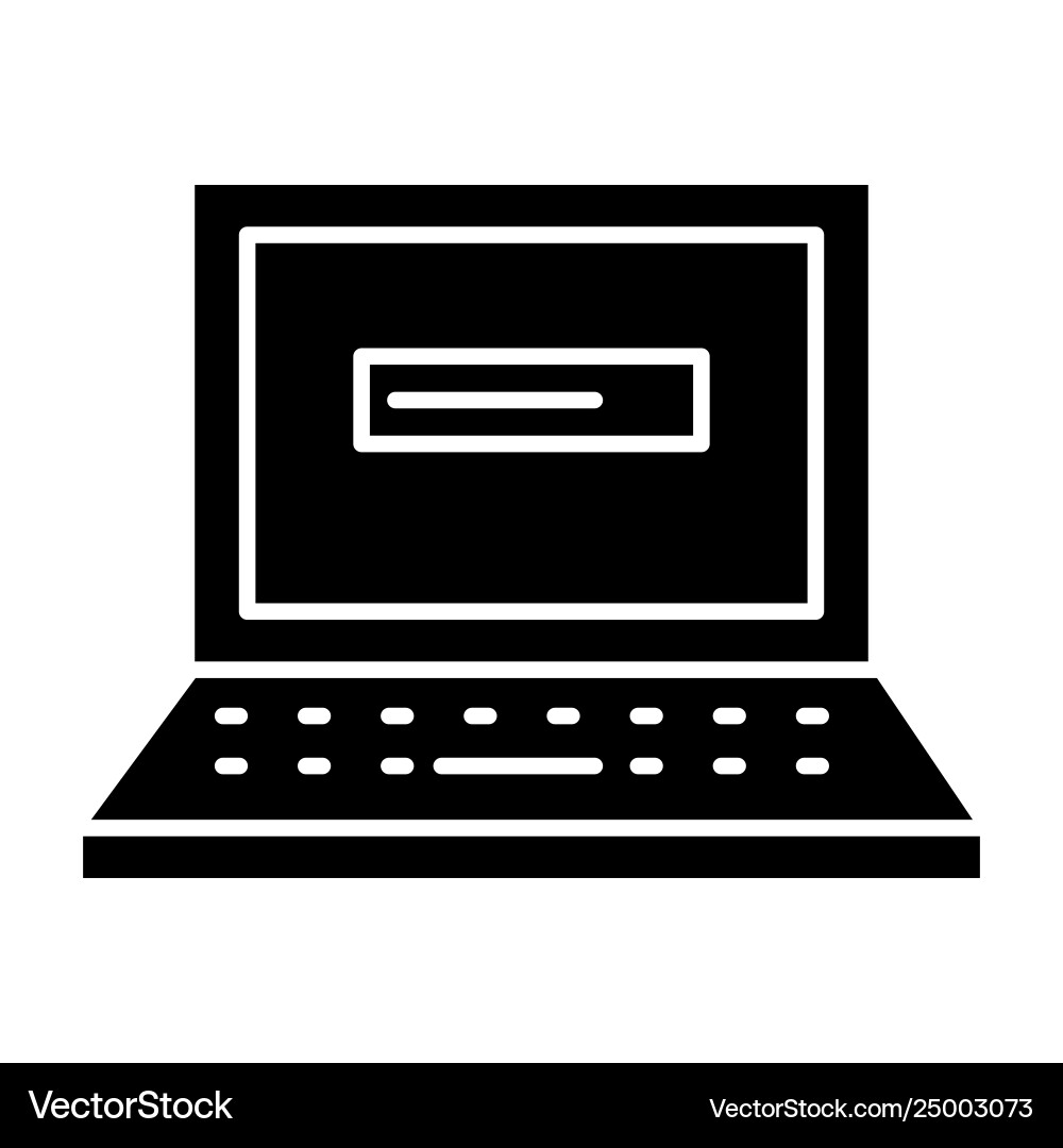 Loading process in laptop solid icon update Loading process in laptop solid icon update Vector Image