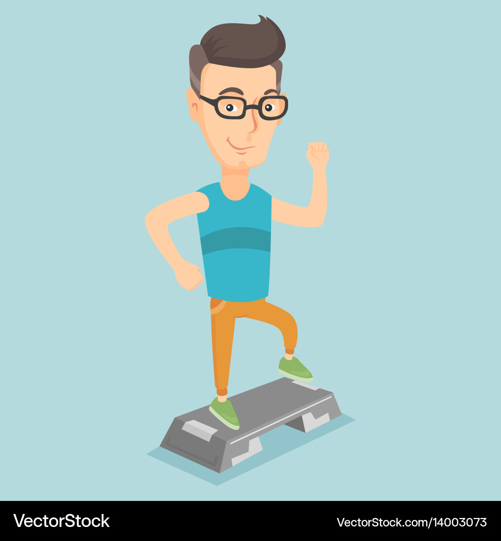 Man exercising on stepper vector image