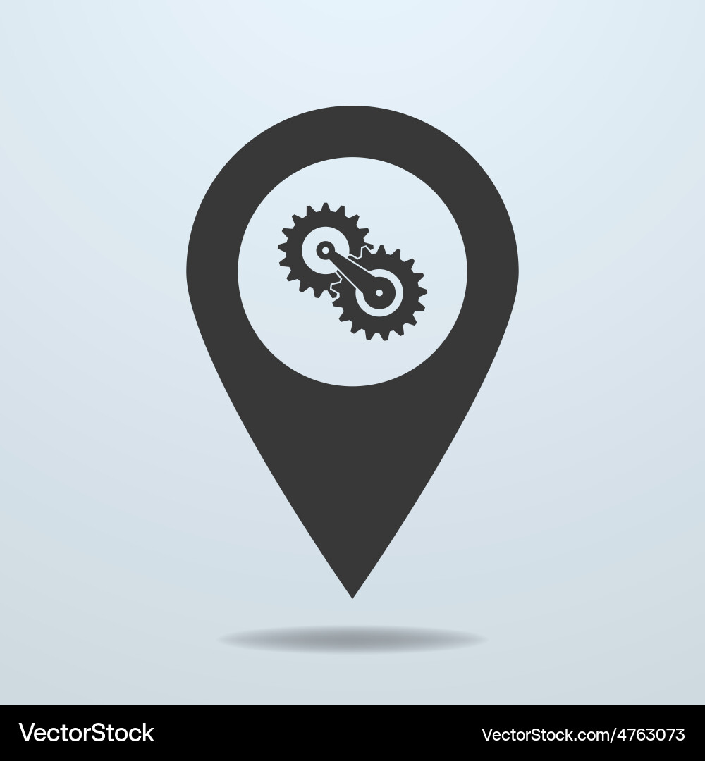Map pointer with a gears Vector Image