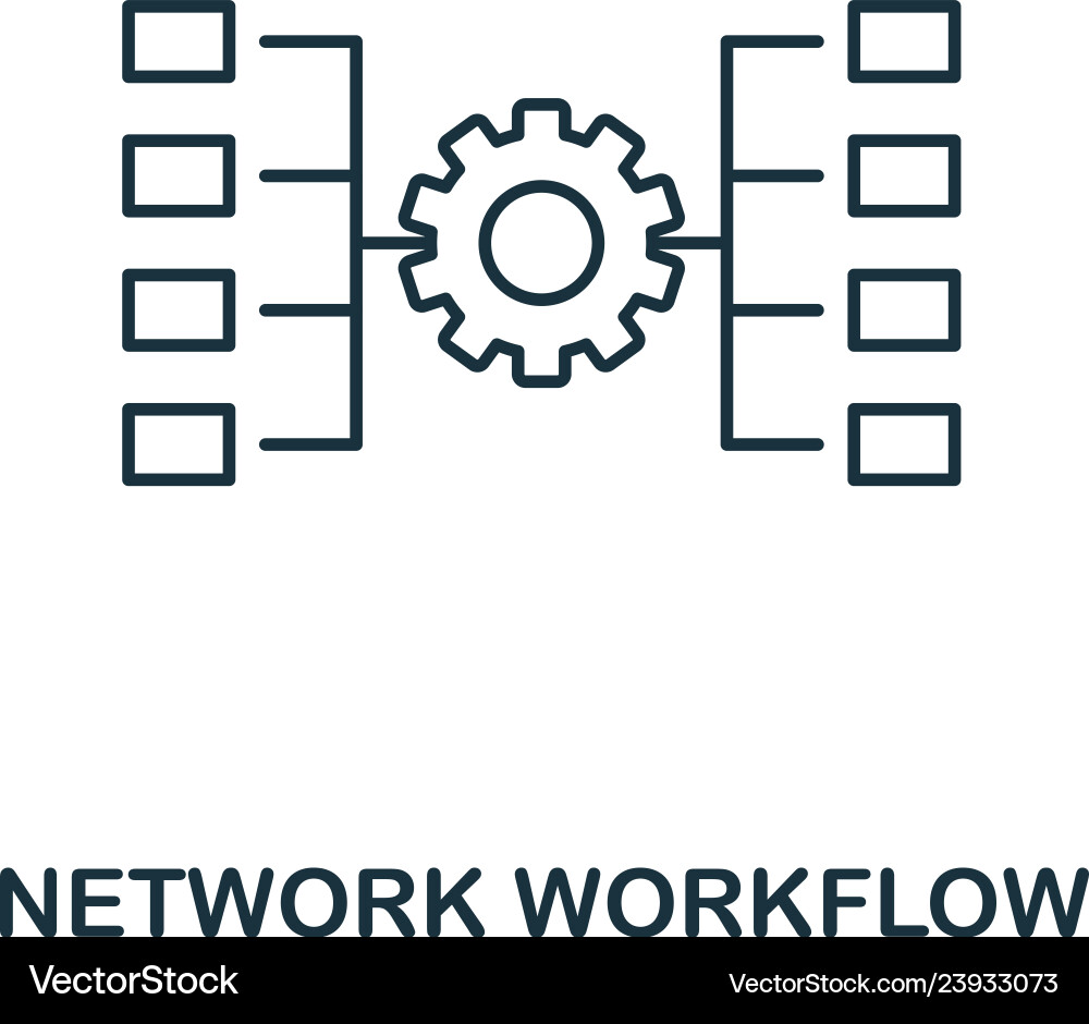 Network workflow outline icon thin line style vector image