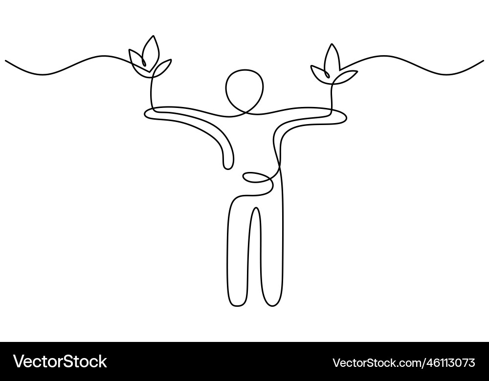 One continuous single line of man bring two One continuous single line of man bring two vector image