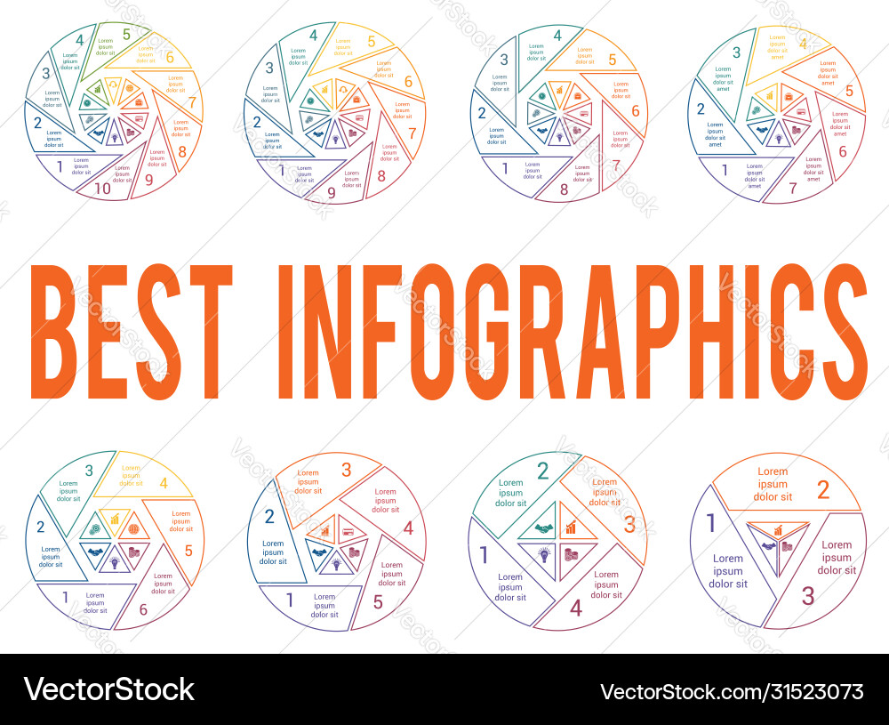 Pie chart on white background from line for 3 4 5 vector image