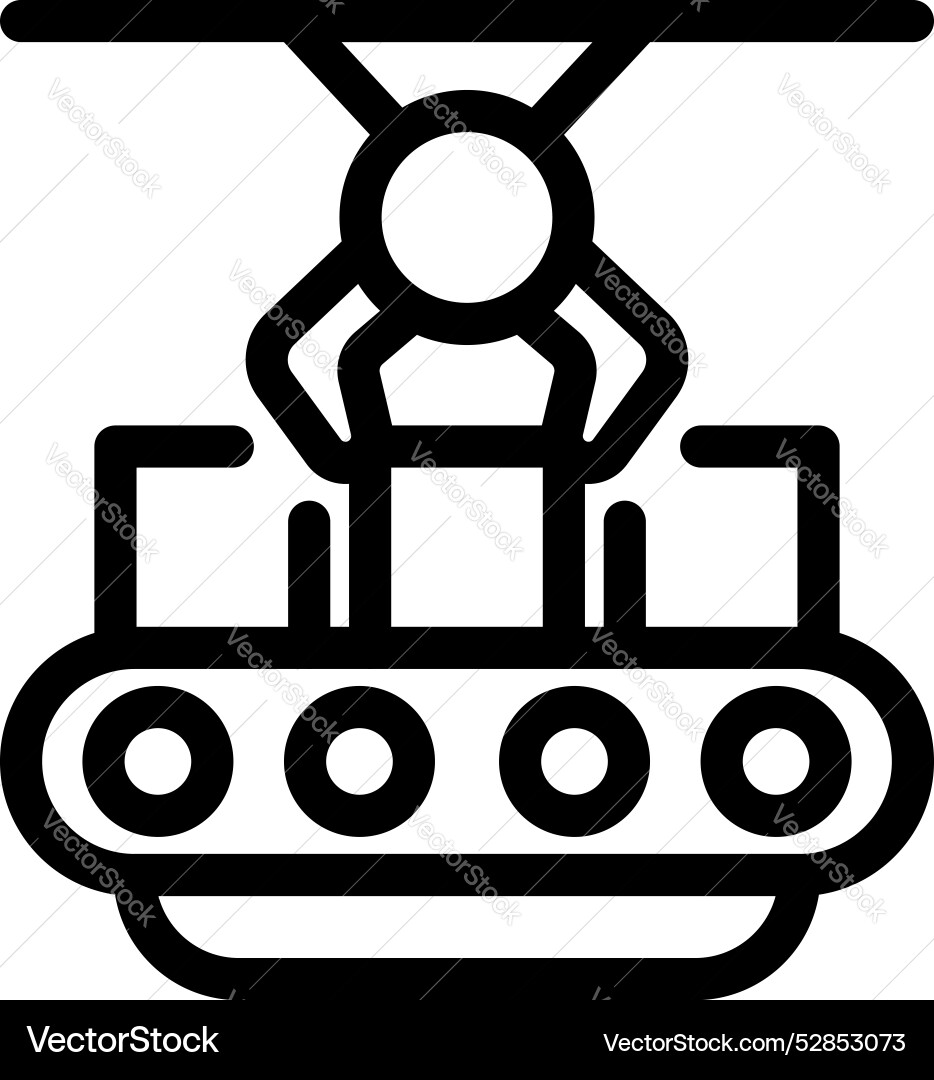 Robotics technology lifting object on conveyor Robotics technology lifting object on conveyor vector image
