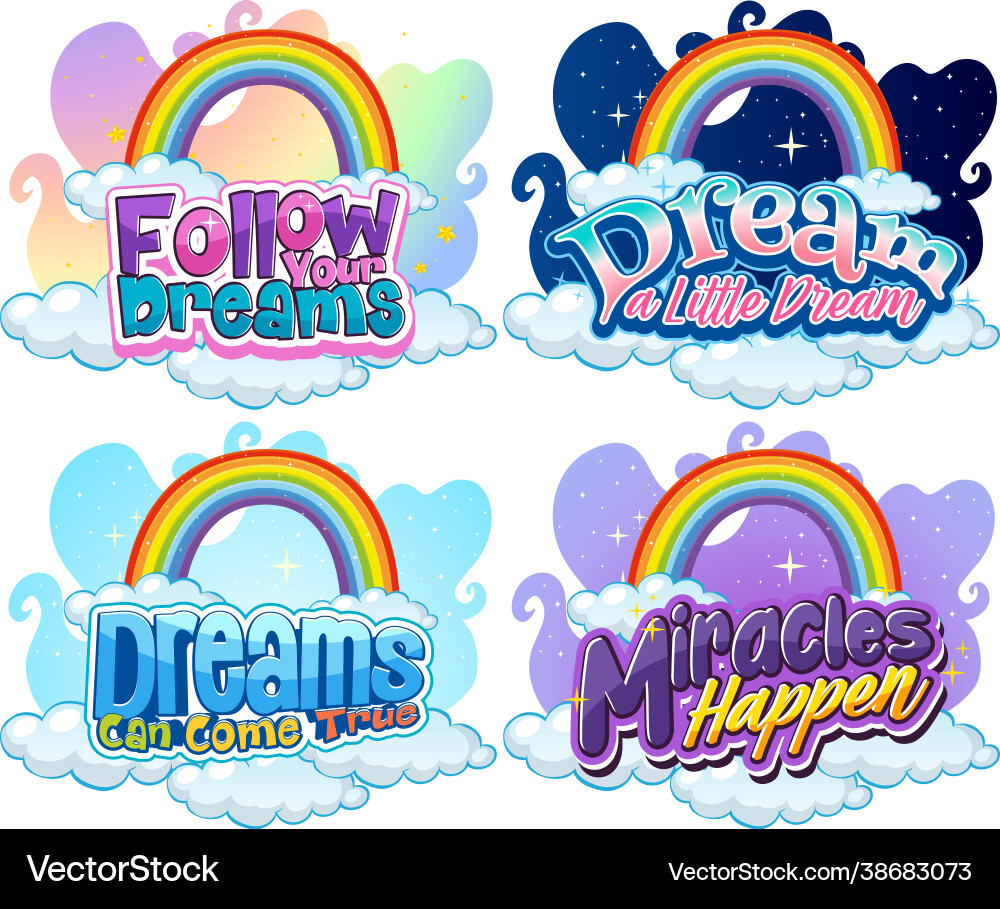 Set different unicorn font typography Set different unicorn font typography vector image