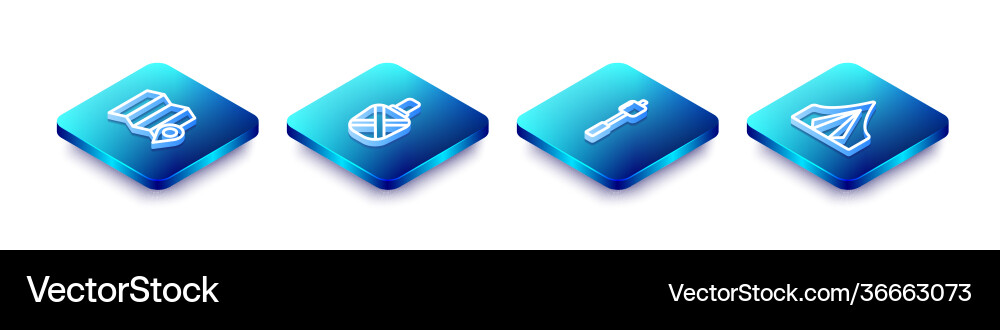 Set isometric line location forest on map Vector Image