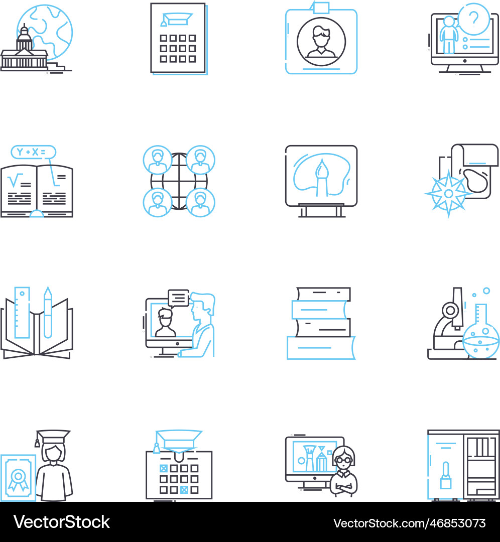 Technical skills linear icons set coding Technical skills linear icons set coding vector image