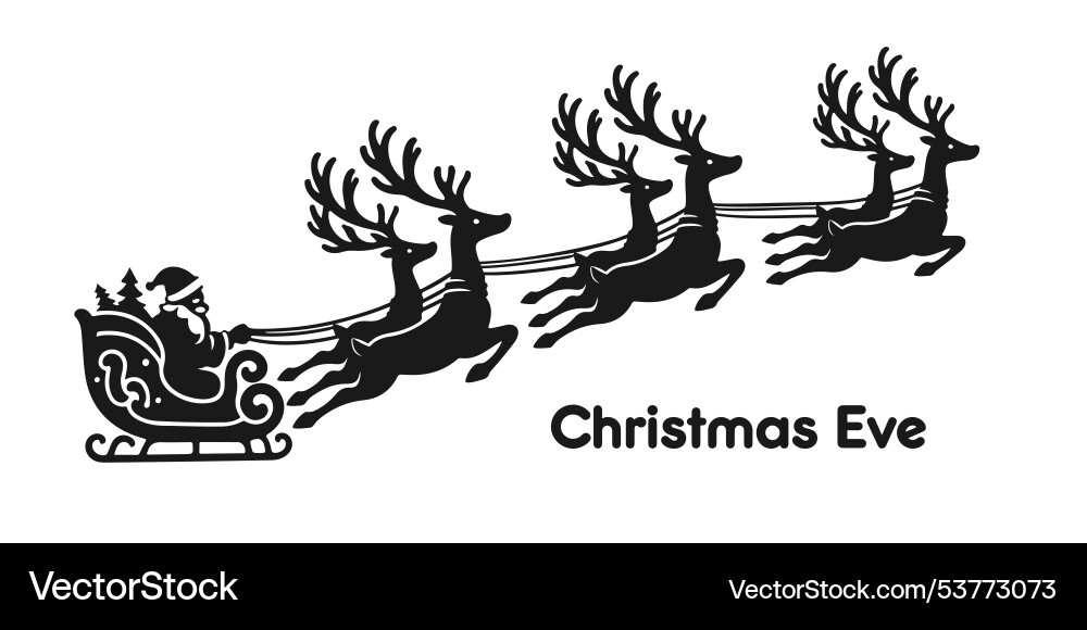 Weihnachtssilhouette von santa claus in einem Schlitten Weihnachtssilhouette von santa claus in einem Schlitten vektorbild