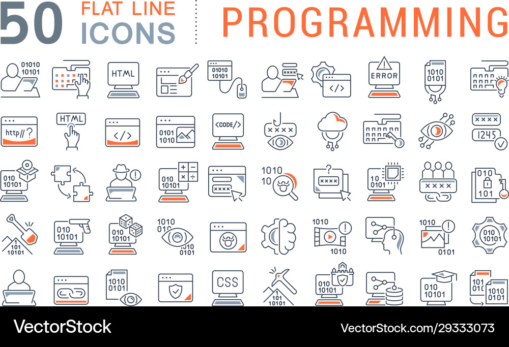 Zeilensymbole programmieren Zeilensymbole programmieren vektorbild