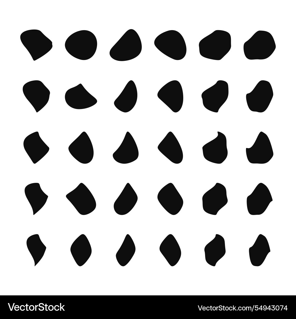 Abstract fluid black blob shape set different vector image