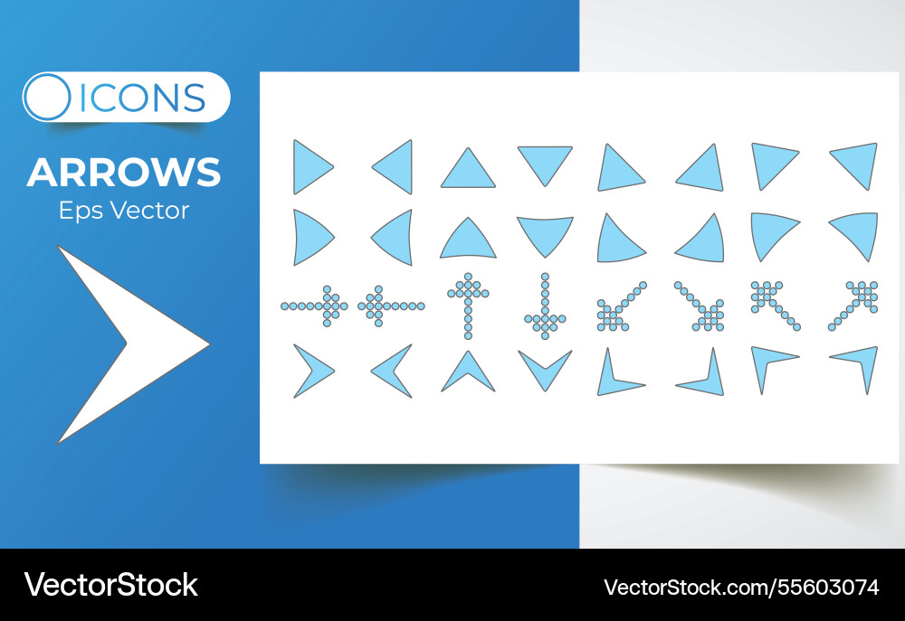 Arrow icons best set for pointing or navigation Vector Image