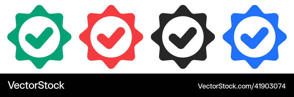 Badge icon set with check mark vector image