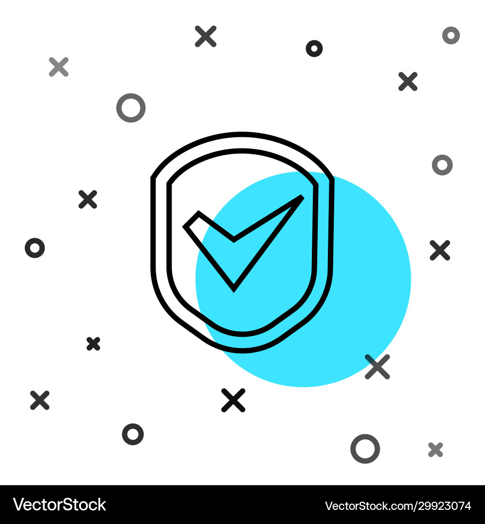 Black line shield with check mark icon isolated Vector Image
