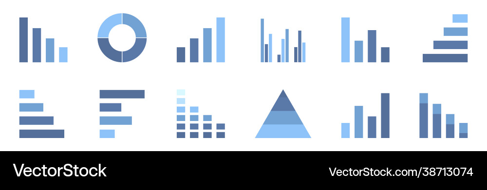 Business data statistic graph chart icons set Business data statistic graph chart icons set vector image