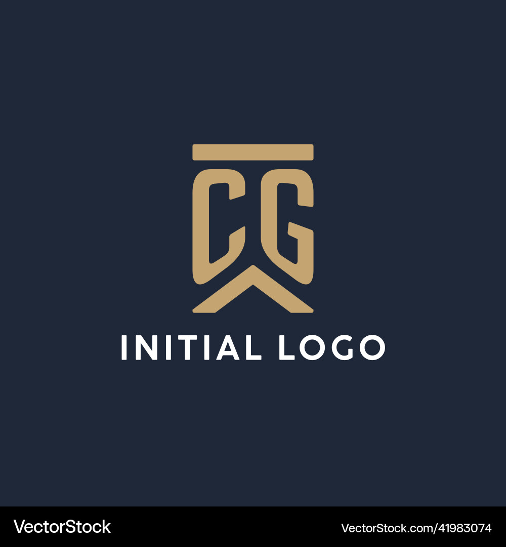 Cg initial monogram logo design in a rectangular Vector Image