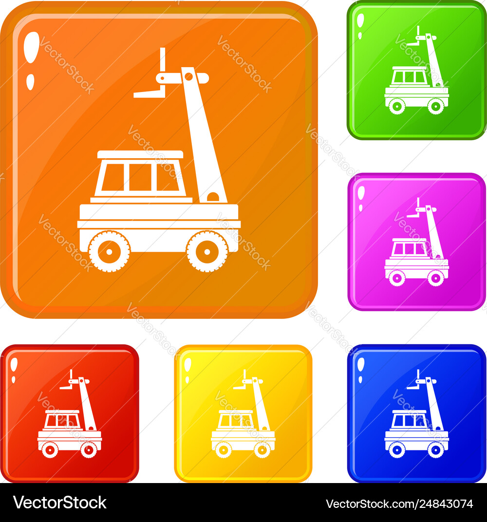 Cherry picker icons set color Cherry picker icons set color vector image