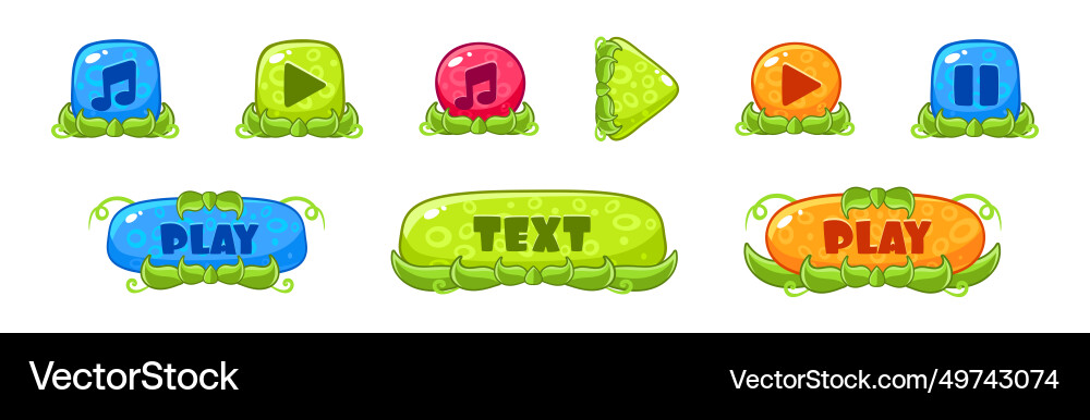 Colorful button as mobile game design elements Colorful button as mobile game design elements vector image