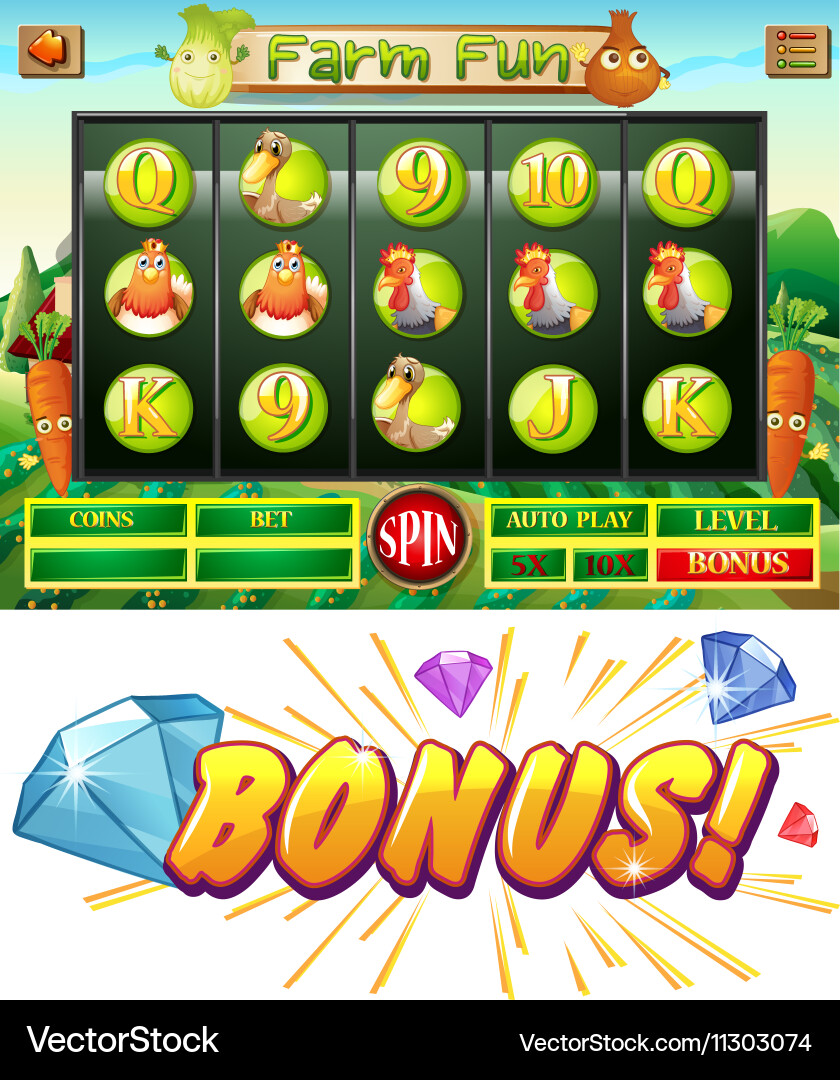Computer game template with farm theme vector image